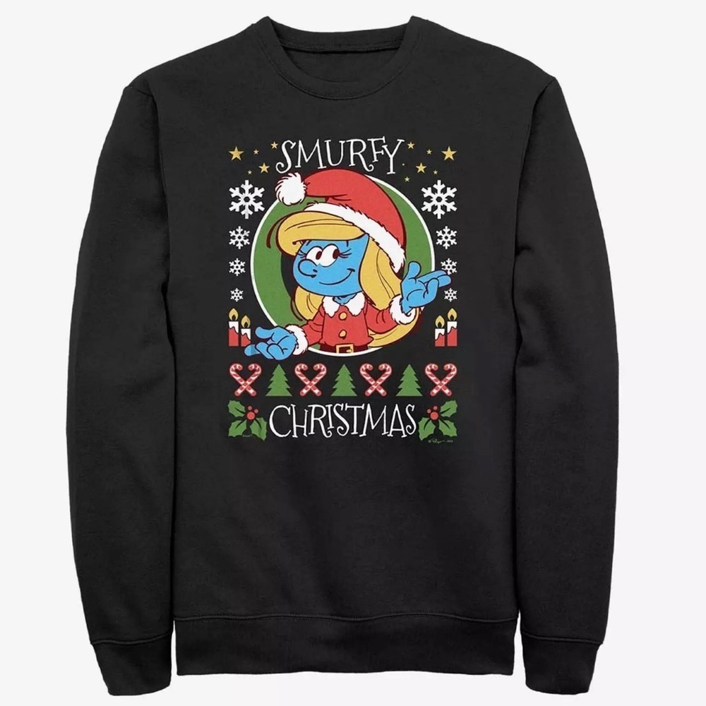 Zuni The Smurfs Merry Christmas Smurfette Sweatshirt Unisex Size 2XL